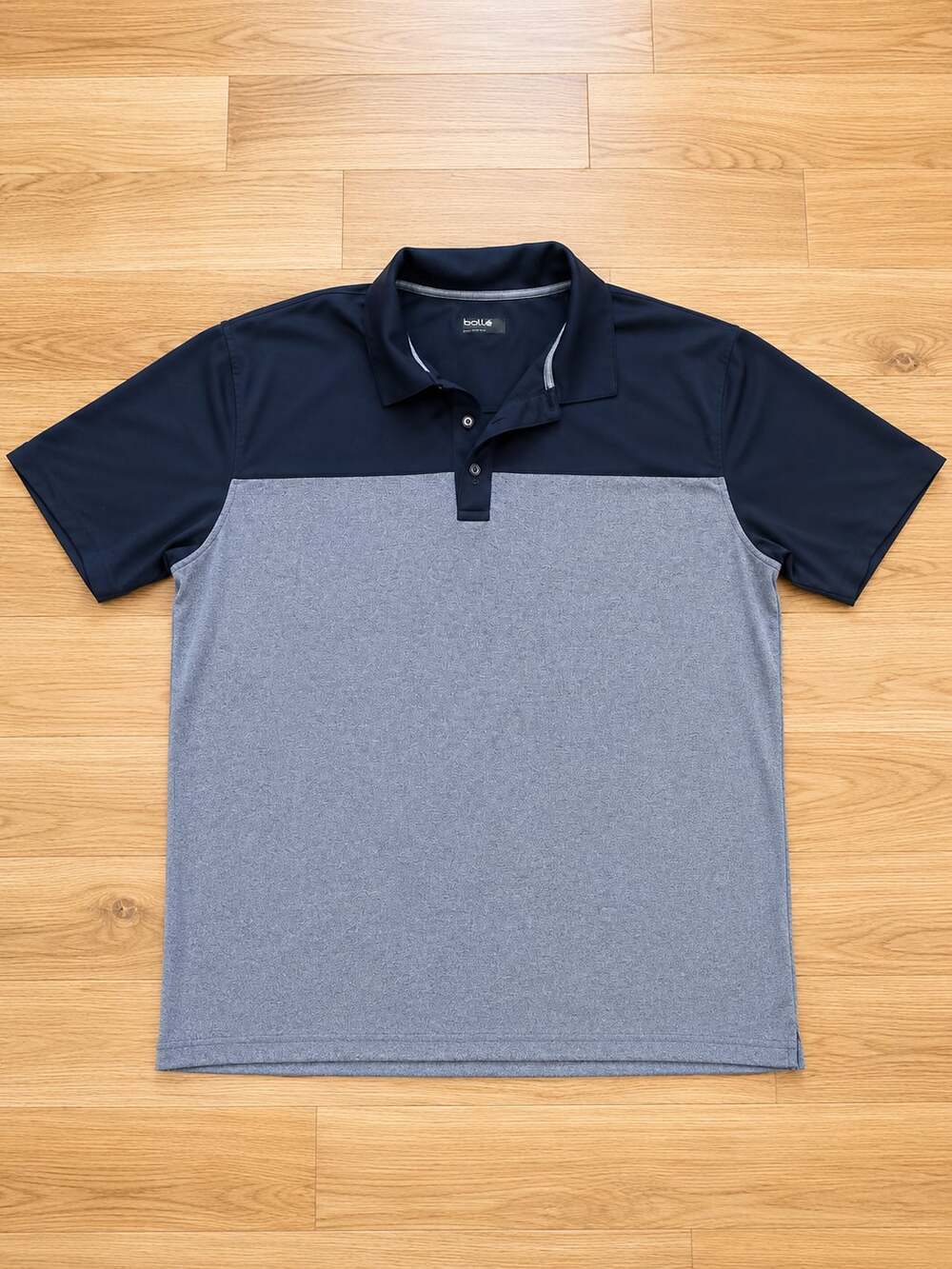 Bolle Men's Performance Golf Polo Shirt Two-Tone Blue/Grey Short Sleeve XXL